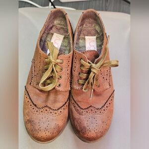SUGAR Brown Leather Wingtip Brogue Oxford Lace Up Shoes Women's Size 9 1/2